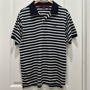 LINCS Navy and White Striped Polo